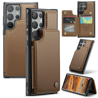 CASEME C22 Series For Samsung Galaxy S24 Ultra Cell Phone Case Glossy RFID Blocking 5 Card Slots Cover