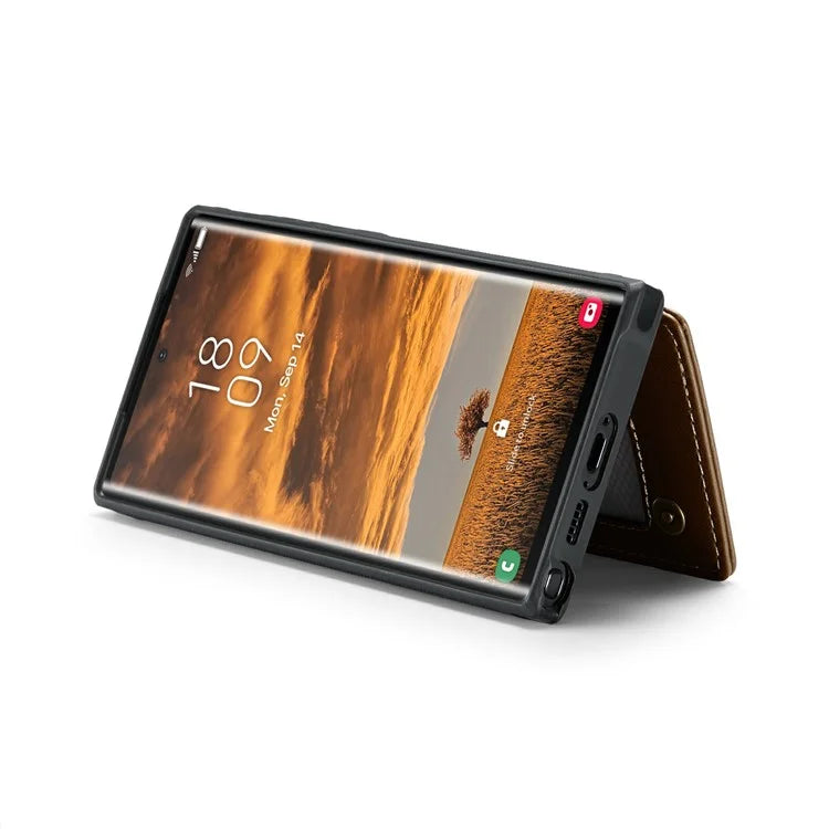 CASEME C22 Series For Samsung Galaxy S24 Ultra Cell Phone Case Glossy RFID Blocking 5 Card Slots Cover
