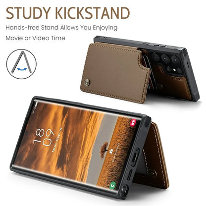 CASEME C22 Series For Samsung Galaxy S24 Ultra Cell Phone Case Glossy RFID Blocking 5 Card Slots Cover