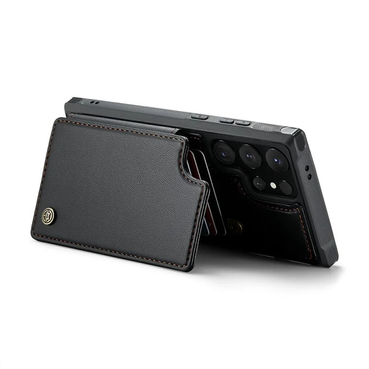 CASEME C22 Series For Samsung Galaxy S24 Ultra Cell Phone Case Glossy RFID Blocking 5 Card Slots Cover