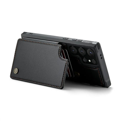 CASEME C22 Series For Samsung Galaxy S24 Ultra Cell Phone Case Glossy RFID Blocking 5 Card Slots Cover