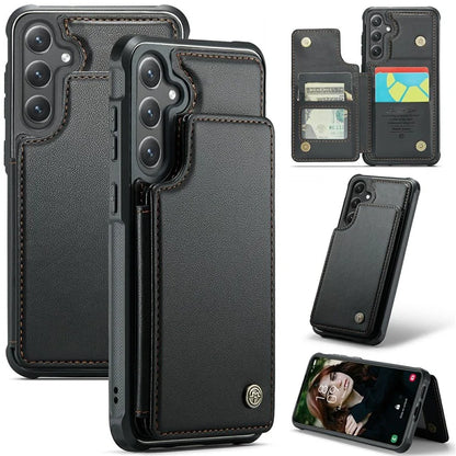 CASEME C22 Series For Samsung Galaxy S24 Case RFID Blocking Leather Phone Cover with 3 Card Slots