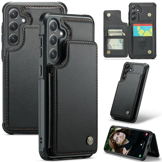 CASEME C22 Series For Samsung Galaxy S24 Case RFID Blocking Leather Phone Cover with 3 Card Slots