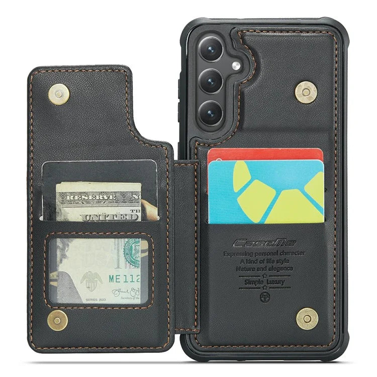 CASEME C22 Series For Samsung Galaxy S24 Case RFID Blocking Leather Phone Cover with 3 Card Slots