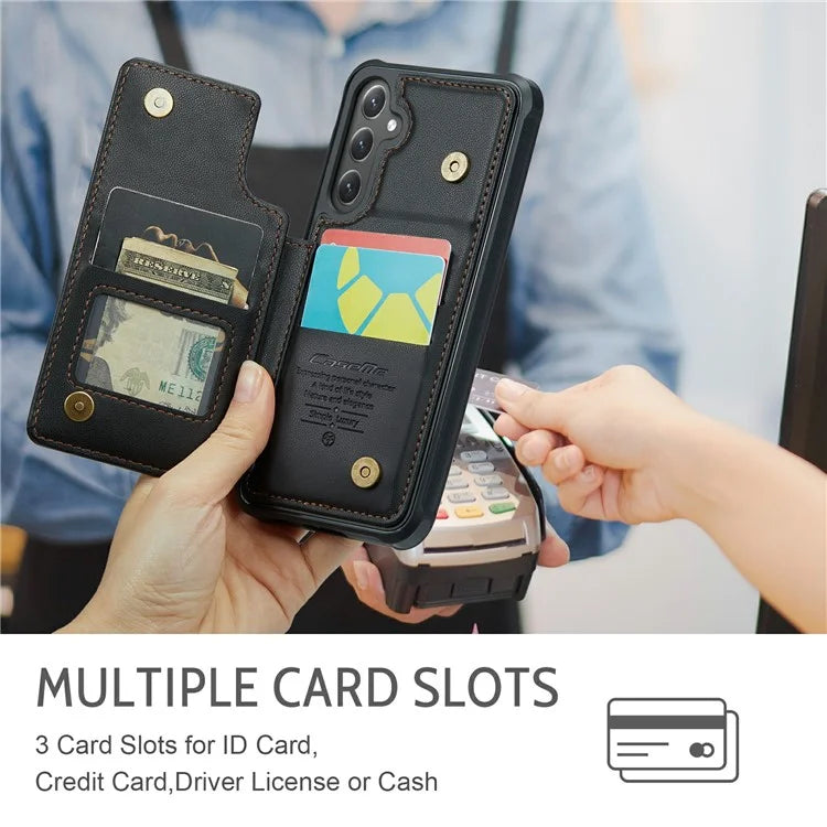 CASEME C22 Series For Samsung Galaxy S24 Case RFID Blocking Leather Phone Cover with 3 Card Slots