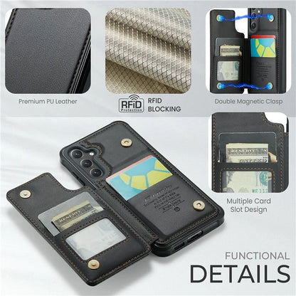 CASEME C22 Series For Samsung Galaxy S24 Case RFID Blocking Leather Phone Cover with 3 Card Slots