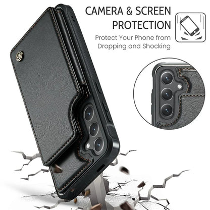 CASEME C22 Series For Samsung Galaxy S24 Case RFID Blocking Leather Phone Cover with 3 Card Slots