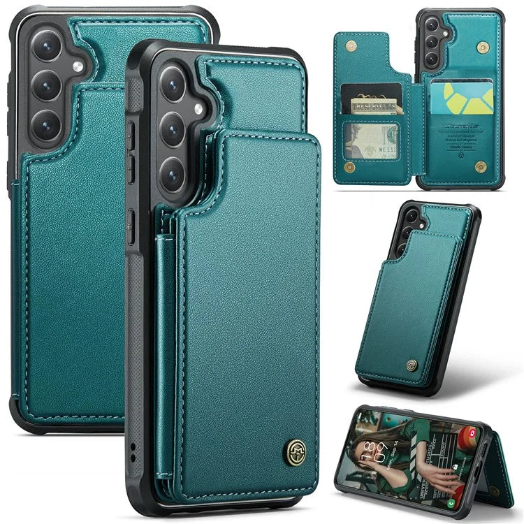 CASEME C22 Series For Samsung Galaxy S24 Case RFID Blocking Leather Phone Cover with 3 Card Slots