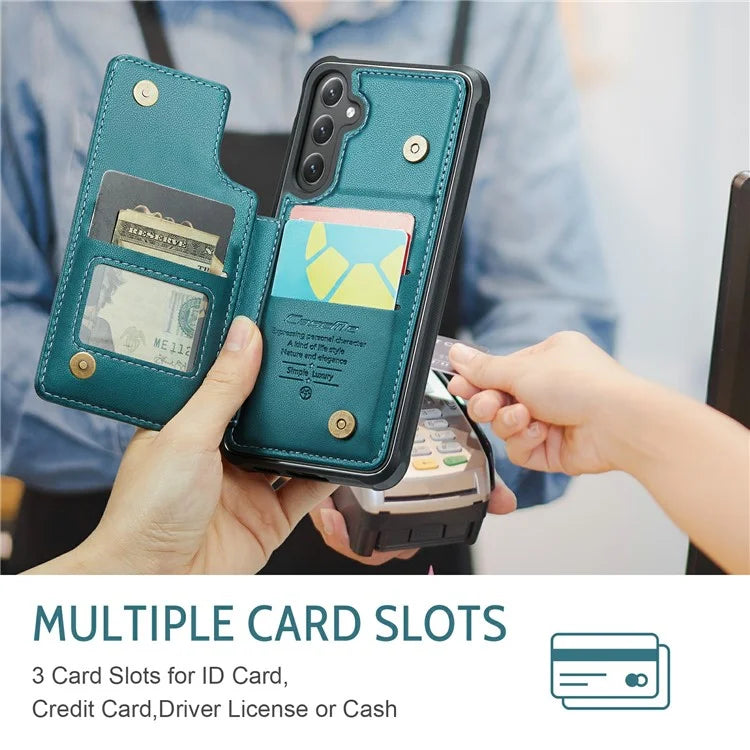 CASEME C22 Series For Samsung Galaxy S24 Case RFID Blocking Leather Phone Cover with 3 Card Slots