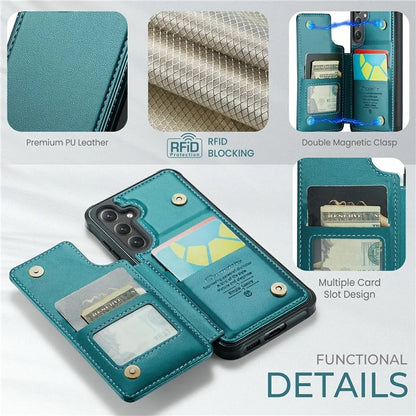 CASEME C22 Series For Samsung Galaxy S24 Case RFID Blocking Leather Phone Cover with 3 Card Slots