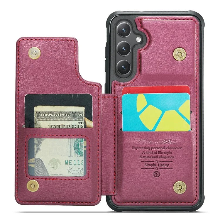 CASEME C22 Series For Samsung Galaxy S24 Case RFID Blocking Leather Phone Cover with 3 Card Slots