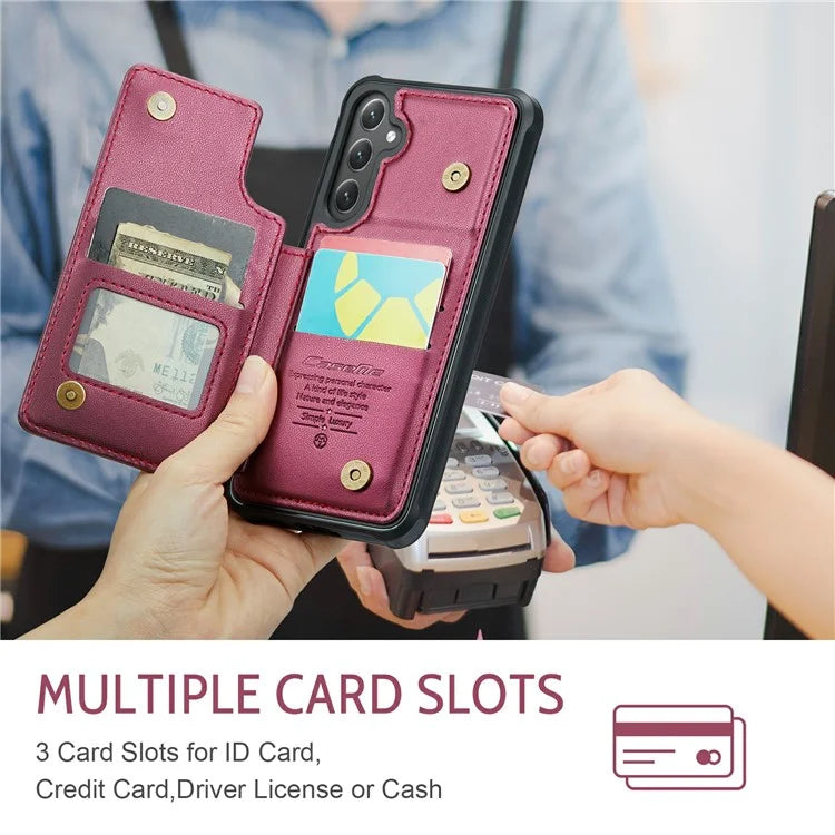 CASEME C22 Series For Samsung Galaxy S24 Case RFID Blocking Leather Phone Cover with 3 Card Slots