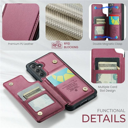 CASEME C22 Series For Samsung Galaxy S24 Case RFID Blocking Leather Phone Cover with 3 Card Slots