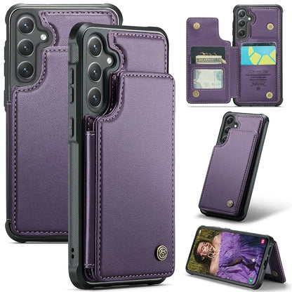 CASEME C22 Series For Samsung Galaxy S24 Case RFID Blocking Leather Phone Cover with 3 Card Slots
