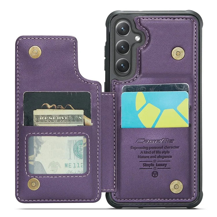 CASEME C22 Series For Samsung Galaxy S24 Case RFID Blocking Leather Phone Cover with 3 Card Slots