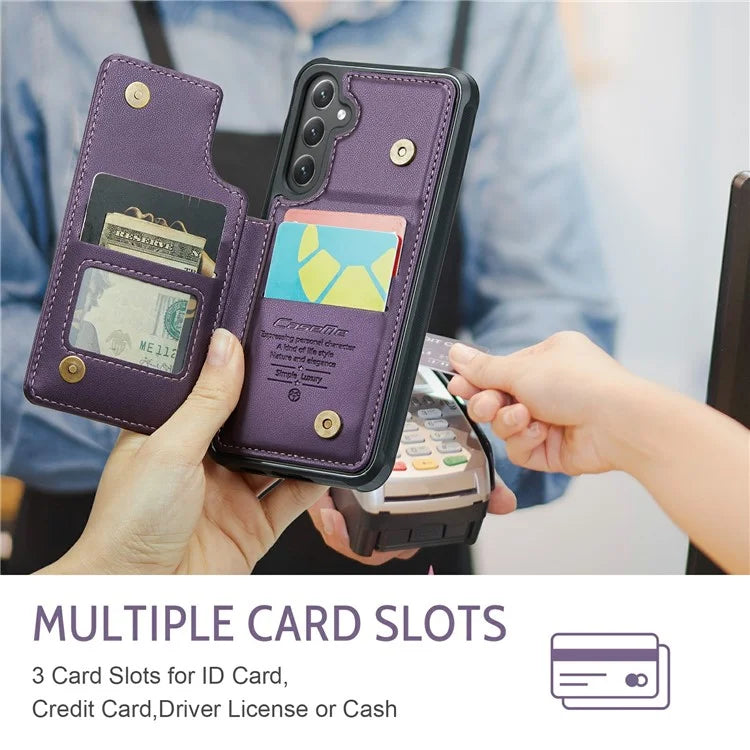 CASEME C22 Series For Samsung Galaxy S24 Case RFID Blocking Leather Phone Cover with 3 Card Slots