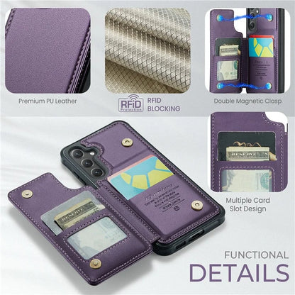CASEME C22 Series For Samsung Galaxy S24 Case RFID Blocking Leather Phone Cover with 3 Card Slots