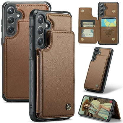 CASEME C22 Series For Samsung Galaxy S24 Case RFID Blocking Leather Phone Cover with 3 Card Slots
