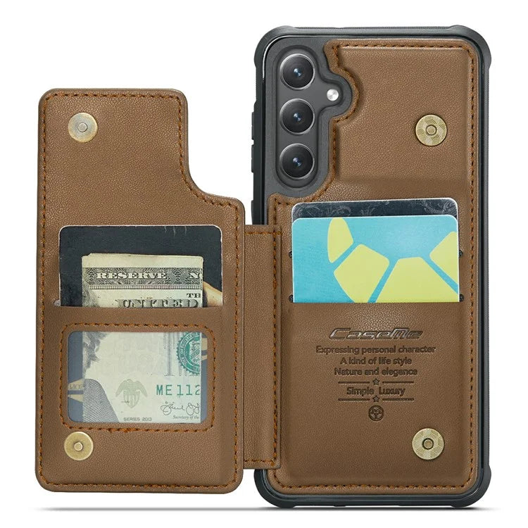 CASEME C22 Series For Samsung Galaxy S24 Case RFID Blocking Leather Phone Cover with 3 Card Slots