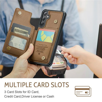 CASEME C22 Series For Samsung Galaxy S24 Case RFID Blocking Leather Phone Cover with 3 Card Slots
