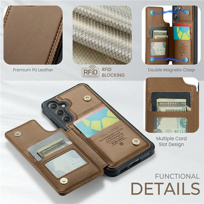 CASEME C22 Series For Samsung Galaxy S24 Case RFID Blocking Leather Phone Cover with 3 Card Slots