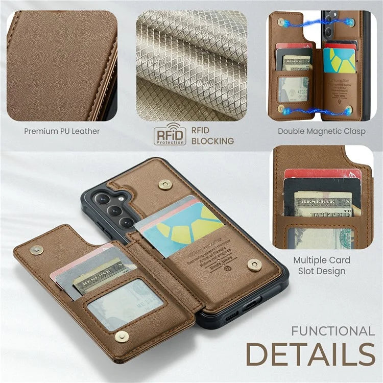 CASEME C22 Series For Samsung Galaxy S24+ Case RFID Blocking Kickstand Phone Cover