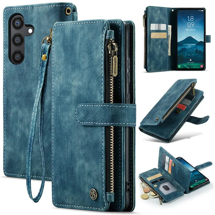 CASEME C30 Series for Samsung Galaxy S24 Case PU Leather 7 Card Slots Wallet Phone Cover