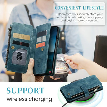 CASEME C30 Series for Samsung Galaxy S24 Case PU Leather 7 Card Slots Wallet Phone Cover
