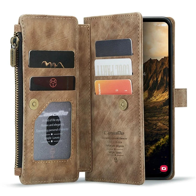 CASEME C30 Series for Samsung Galaxy S24 Case PU Leather 7 Card Slots Wallet Phone Cover