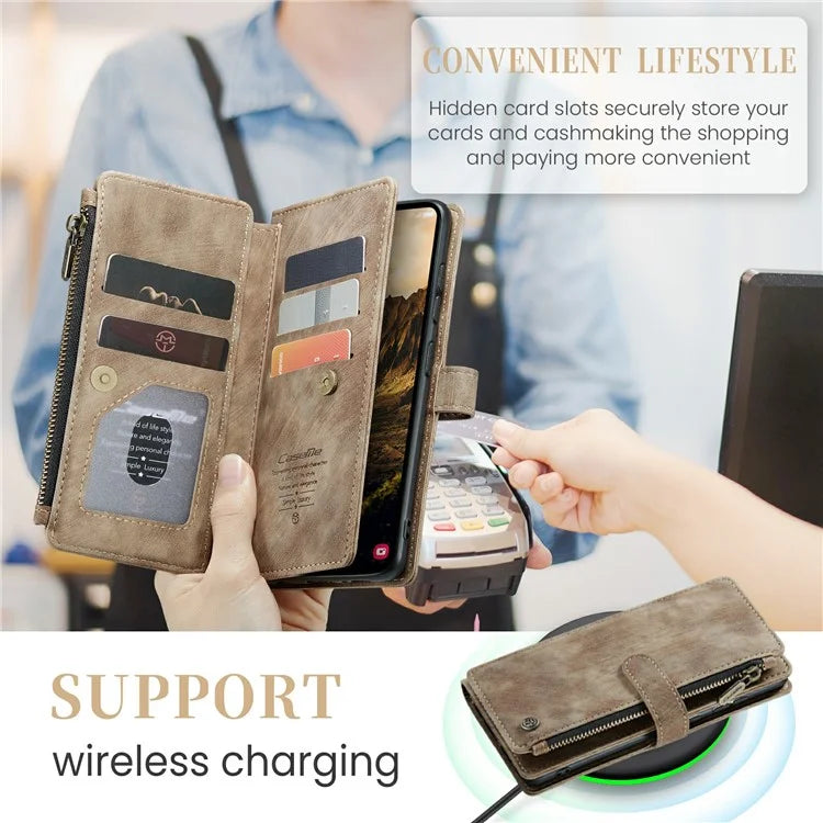 CASEME C30 Series for Samsung Galaxy S24 Case PU Leather 7 Card Slots Wallet Phone Cover