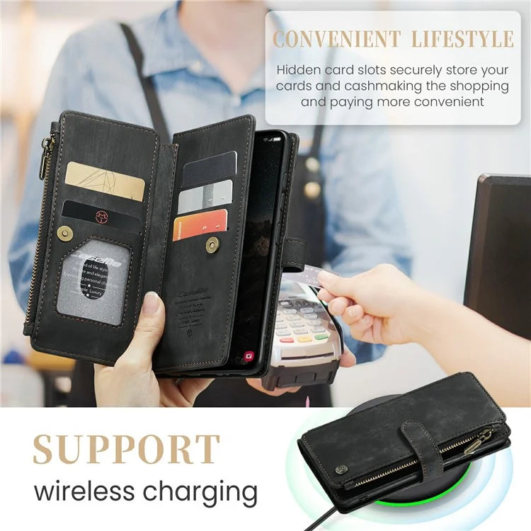 CASEME C30 Series for Samsung Galaxy S24 Case PU Leather 7 Card Slots Wallet Phone Cover
