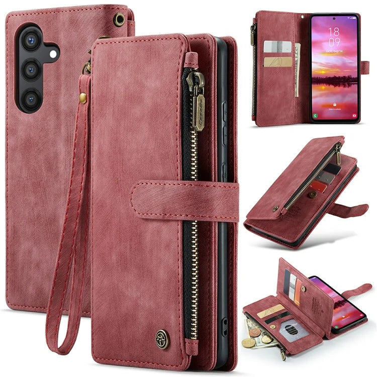 CASEME C30 Series for Samsung Galaxy S24 Case PU Leather 7 Card Slots Wallet Phone Cover
