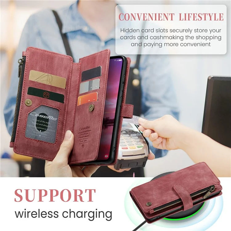 CASEME C30 Series for Samsung Galaxy S24 Case PU Leather 7 Card Slots Wallet Phone Cover