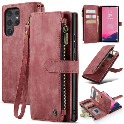 CASEME C30 Series for Samsung Galaxy S24 Ultra Case 10 Card Slots Phone Cover Zipper Cash Pocket