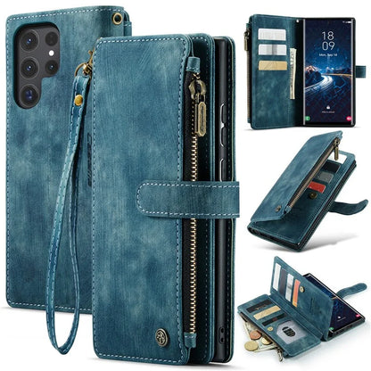 CASEME C30 Series for Samsung Galaxy S24 Ultra Case 10 Card Slots Phone Cover Zipper Cash Pocket