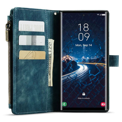 CASEME C30 Series for Samsung Galaxy S24 Ultra Case 10 Card Slots Phone Cover Zipper Cash Pocket