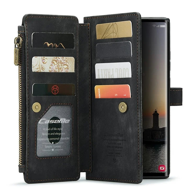 CASEME C30 Series for Samsung Galaxy S24 Ultra Case 10 Card Slots Phone Cover Zipper Cash Pocket