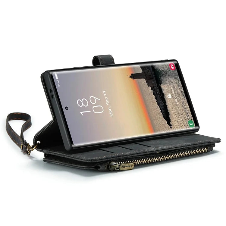 CASEME C30 Series for Samsung Galaxy S24 Ultra Case 10 Card Slots Phone Cover Zipper Cash Pocket