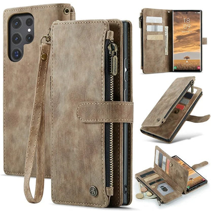 CASEME C30 Series for Samsung Galaxy S24 Ultra Case 10 Card Slots Phone Cover Zipper Cash Pocket