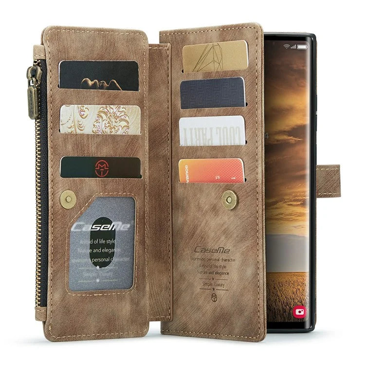 CASEME C30 Series for Samsung Galaxy S24 Ultra Case 10 Card Slots Phone Cover Zipper Cash Pocket