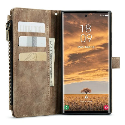 CASEME C30 Series for Samsung Galaxy S24 Ultra Case 10 Card Slots Phone Cover Zipper Cash Pocket