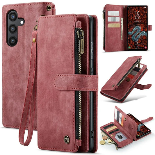 CASEME C30 Series for Samsung Galaxy S24+ Case 10 Card Holder Stand Leather Phone Cover