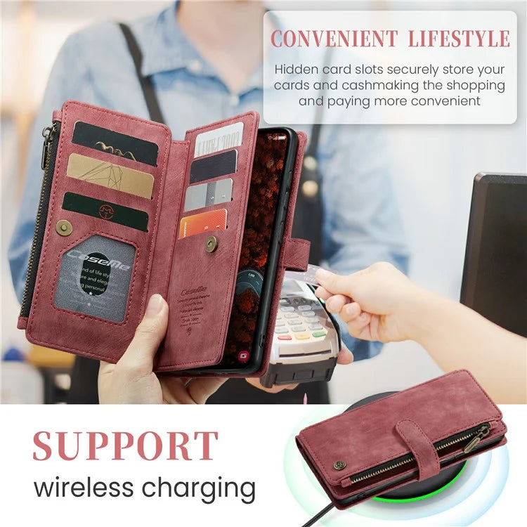 CASEME C30 Series for Samsung Galaxy S24+ Case 10 Card Holder Stand Leather Phone Cover