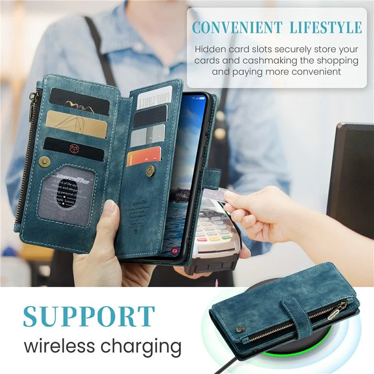 CASEME C30 Series for Samsung Galaxy S24+ Case 10 Card Holder Stand Leather Phone Cover