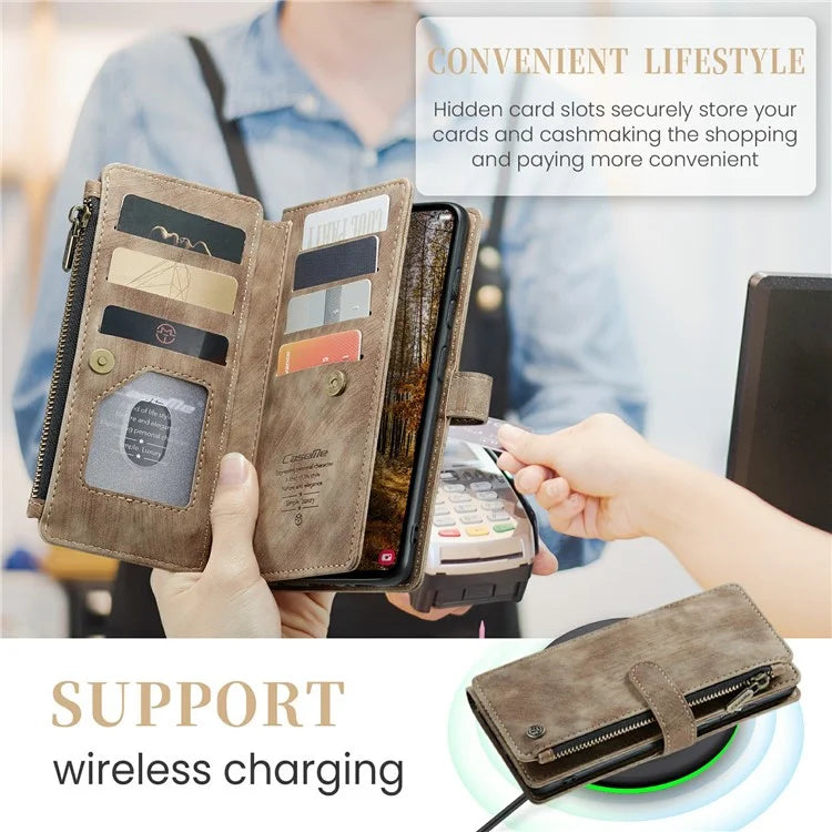 CASEME C30 Series for Samsung Galaxy S24+ Case 10 Card Holder Stand Leather Phone Cover