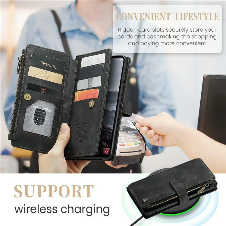 CASEME C30 Series for Samsung Galaxy S24+ Case 10 Card Holder Stand Leather Phone Cover