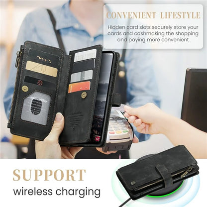 CASEME C30 Series for Samsung Galaxy S24+ Case 10 Card Holder Stand Leather Phone Cover
