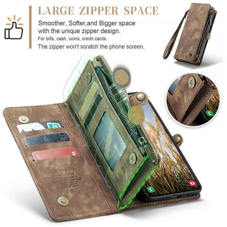 CASEME 008 Series for Samsung Galaxy S24 Leather Case Magnetic Detachable Phone Cover