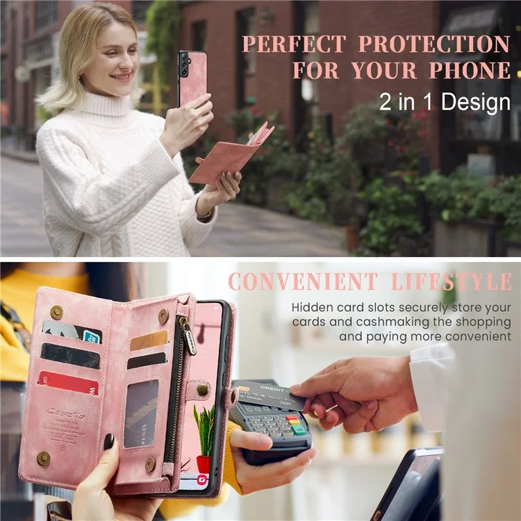 CASEME 008 Series for Samsung Galaxy S24 Leather Case Magnetic Detachable Phone Cover
