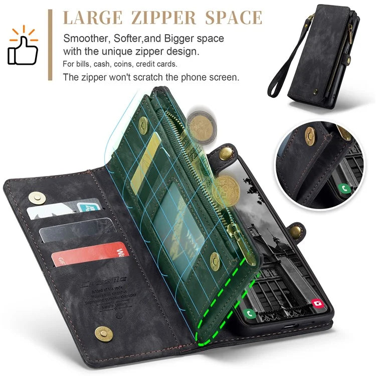 CASEME 008 Series for Samsung Galaxy S24 Leather Case Magnetic Detachable Phone Cover